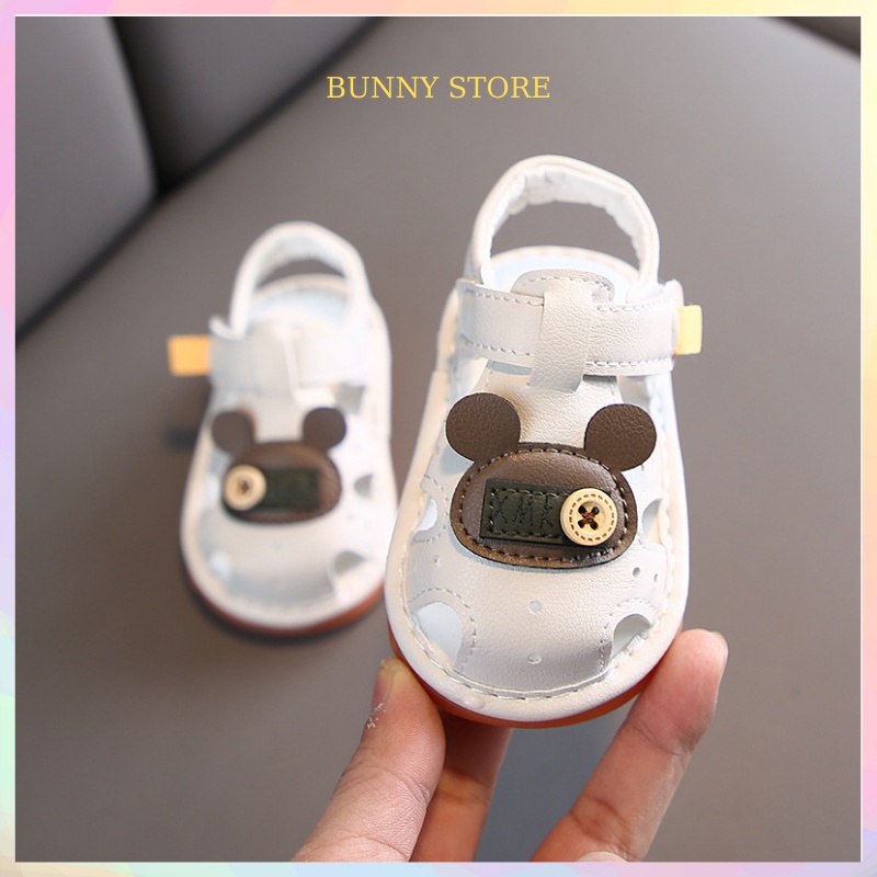 Dép tập đi cho bé trai gái có tiếng kêu Bunny Store, giày tập đi dành cho bé sơ sinh từ 6 tháng đến 2 tuổi đế mềm GTD02