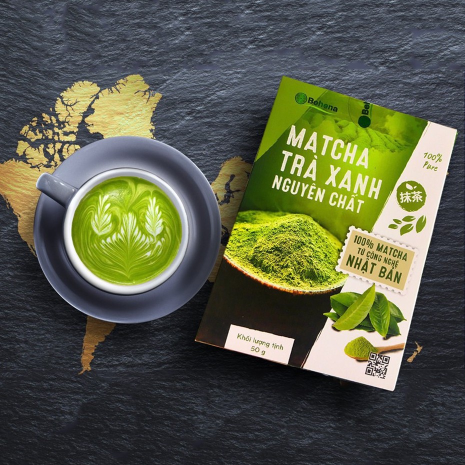 Matcha Trà Xanh Nguyên Chất 100% Từ Công Nghệ Nhật Bản Behena - Nguyên Liệu Làm Bánh Pha Chế Trà Sữa Latte Hộp 50g