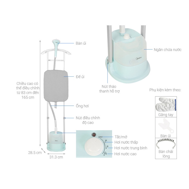 Bàn ủi hơi nước đứng Midea MHI-G20R1 chính hãng bảo hành 12 tháng (mới 100%)