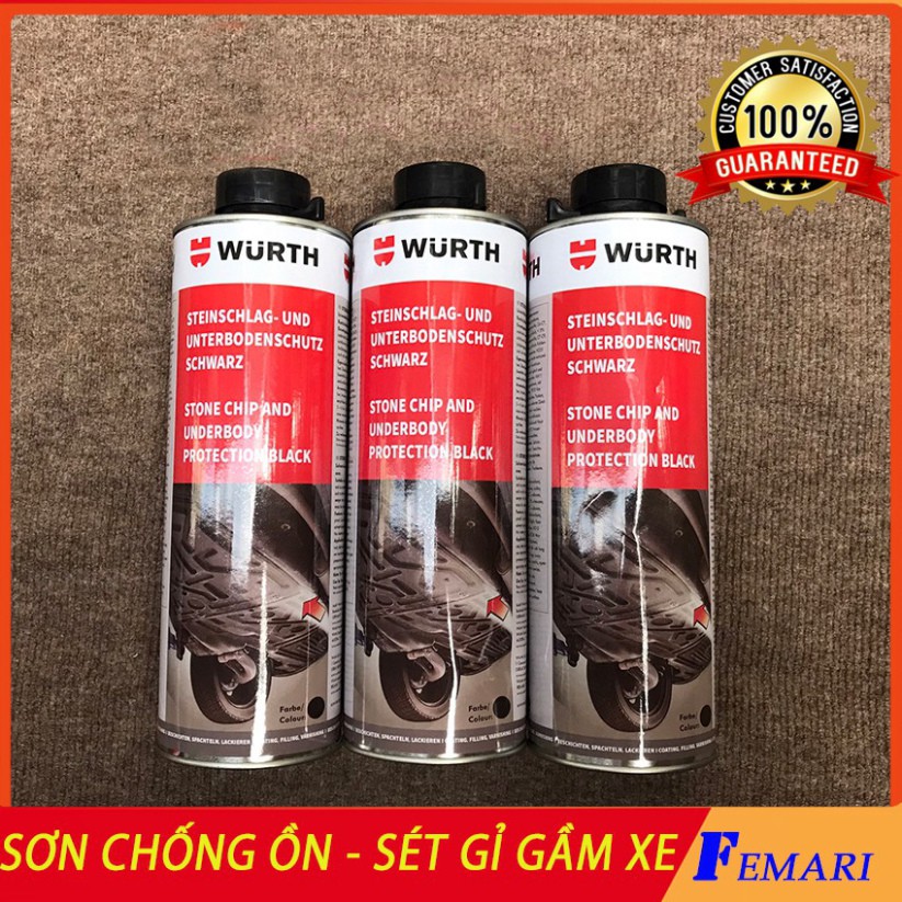 Bộ 24 Chai Sơn phủ gầm Ô TÔ Cao Su Non WURTH 1000 ml - Sơn chống xét gỉ - Sơn Chống ồn cho xe FEMARI