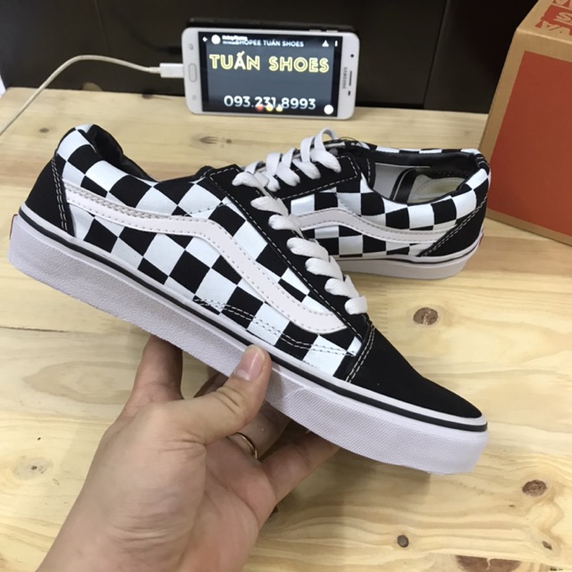 [TẶNG HỘP+LỌ TẨY] GIÀY Thể thao skull CARO đen trắng nam nữ | BigBuy360 - bigbuy360.vn