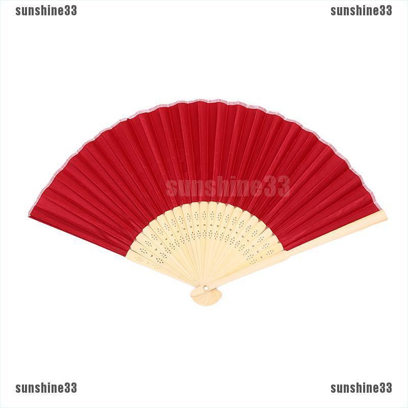 【COD•suns】Chinese Hand Fan Folding Silk Bamboo Retro Printing Wedding Party Gi
