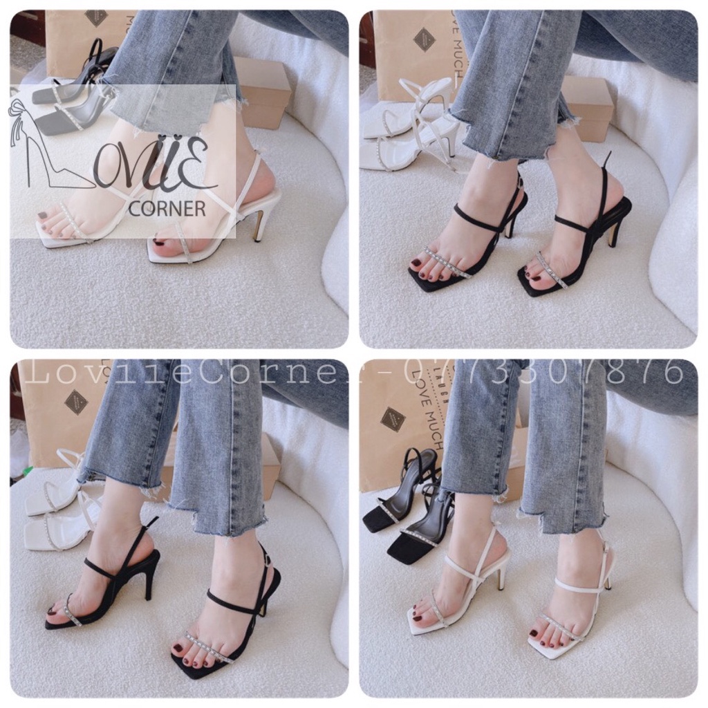 SANDAL CAO GÓT LOVIIECORNER - GUỐC NỮ QUAI NGANG MẢNH - GIÀY THỜI TRANG MŨI VUÔNG 9 PHÂN G220753