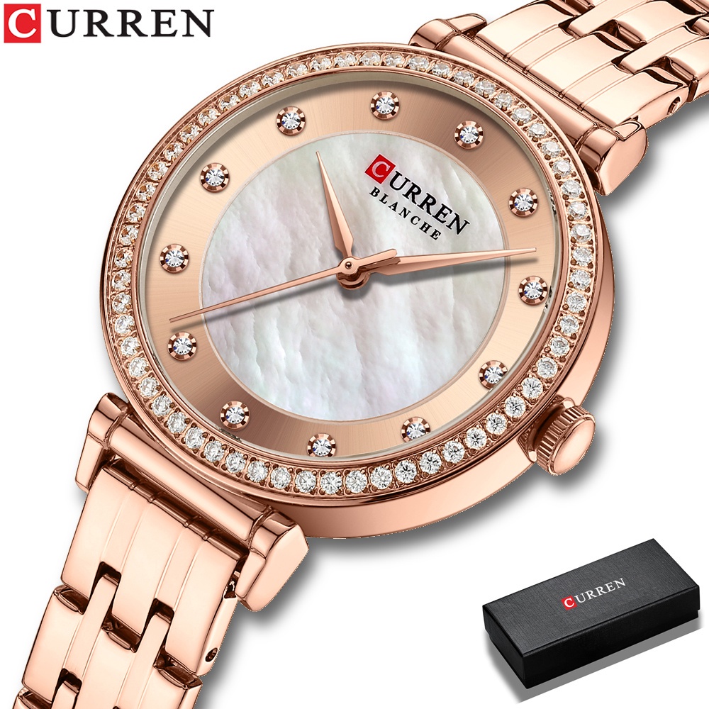 Đồng hồ thạch anh Curren 9087 bằng thép không gỉ phong cách thể thao thời trang chống nước cho nữ