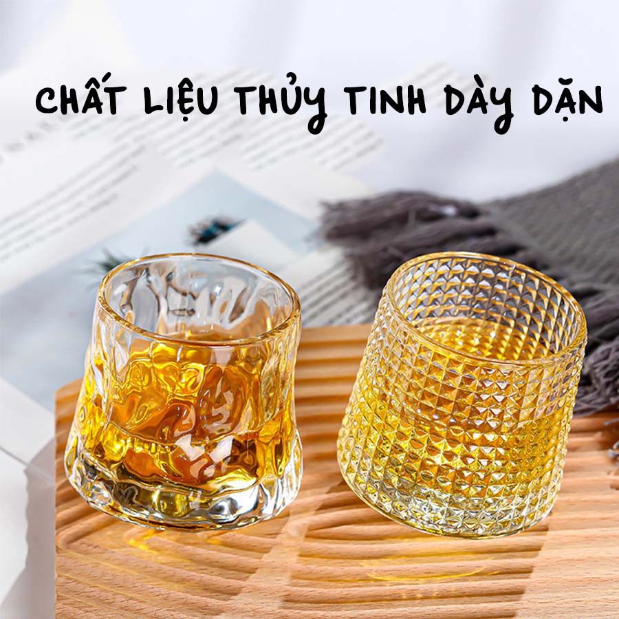 Cốc Ly Uống Rượu Ngoại, Whisky Cao Cấp Đáy Xoay CTT013