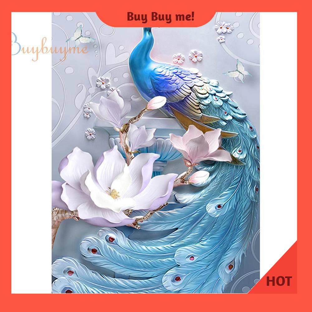 Bộ tranh đính đá 5D DIY hình chim công độc đáo