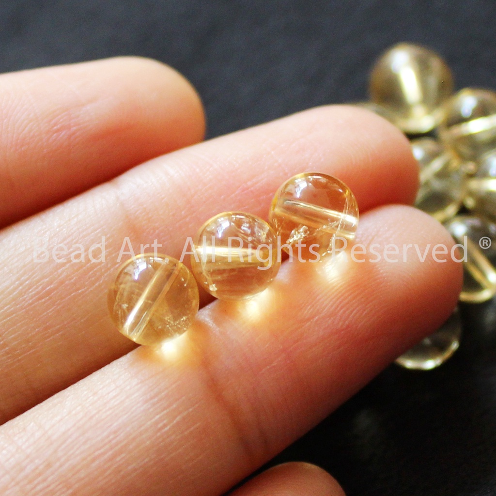 Đá T. Anh Màu Vàng 6.5-7MM, Mệnh Thổ, Kim, Phối Trang Sức, Vòng Tay, Phong Thuỷ, Chuỗi Hạt S50 - Bead Art