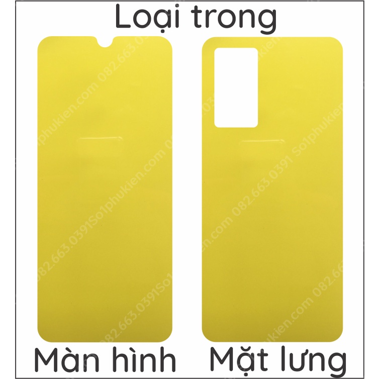 Dán PPF Vivo V23e / V23e 5g loại trong, nhám, da cá sấu màn hình, mặt lưng, full body lưng viền