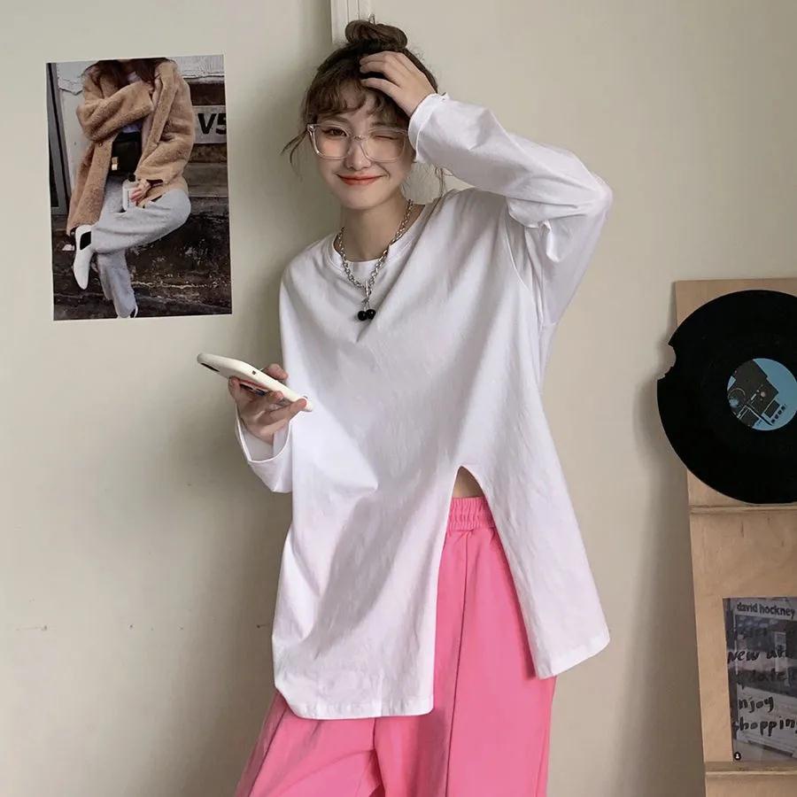 Áo sweater Tay Dài Dáng Rộng Xẻ Tà Thời Trang Xuân Thu Cho Nữ áo len nữ JL-WY-01