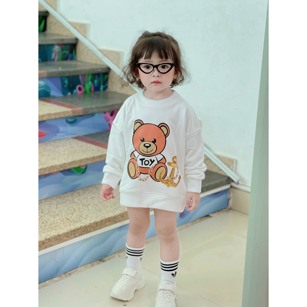 Áo nỉ cổ tròn moschino mỏ neo cho bé , áo sweater unisex nỉ cotton ,GonZ_kid