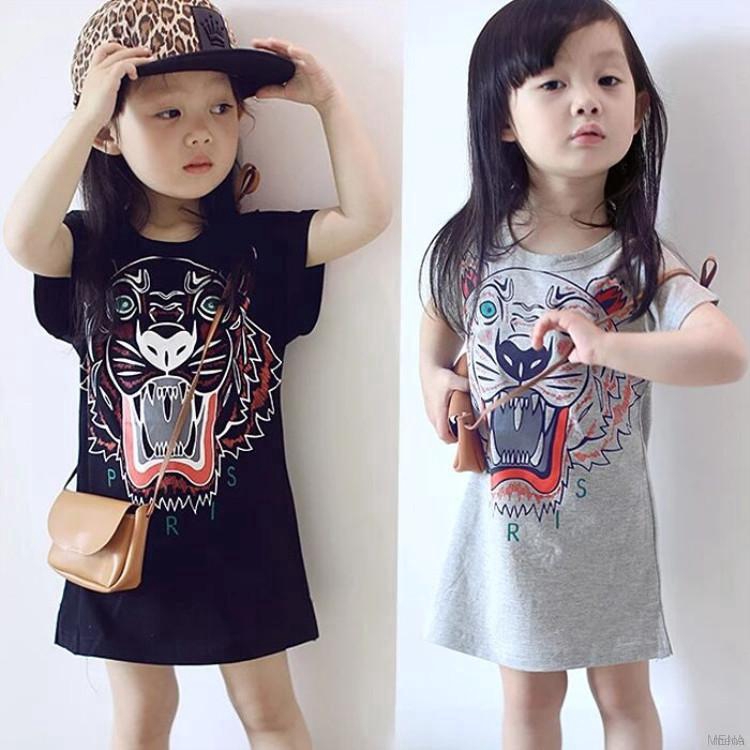 Đầm thun ngắn tay in hoạt hình xinh xắn cho bé gái