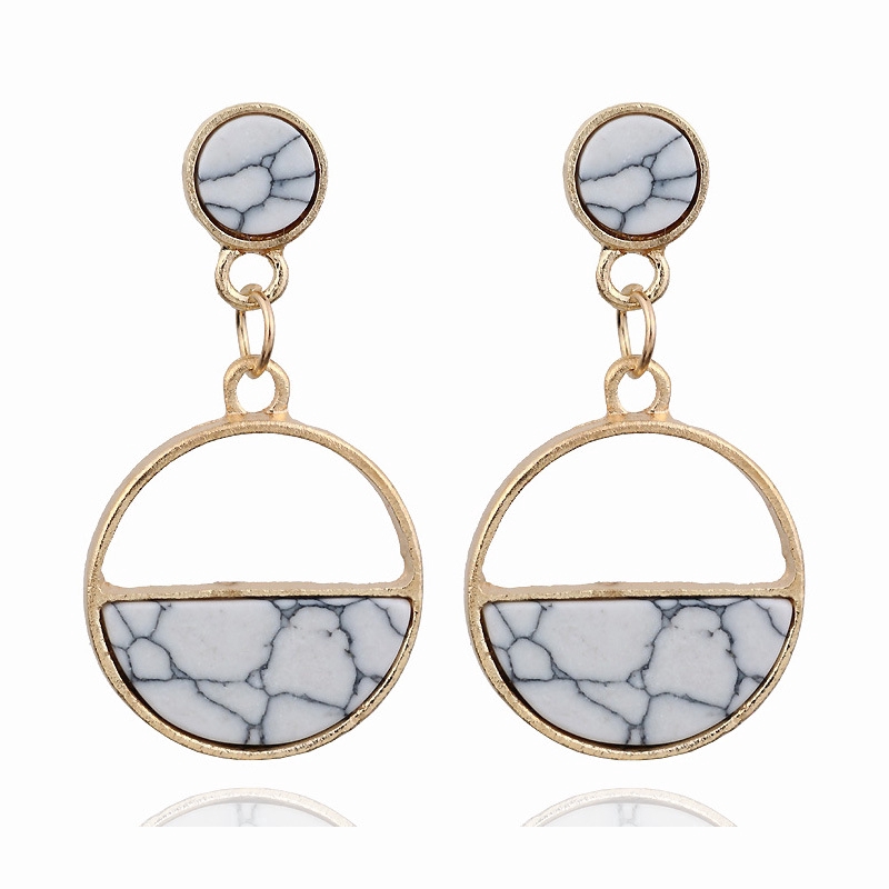 Bông tai đính đá cẩm thạch phong cách Hàn Quốc thanh lịch cho nữ