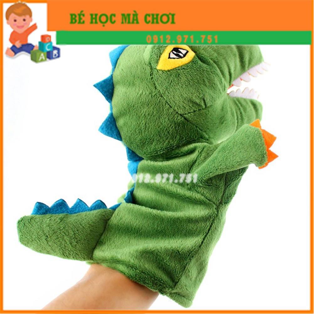 Con rối khủng long nhồi bông đeo bàn tay dễ thương vui nhộn cho bé