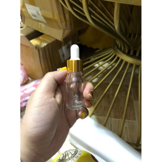 Lọ chiết mỹ phẩm, lọ chiết serum nắp bóp 10ml thủy tinh, lọ chiết nắp vàng