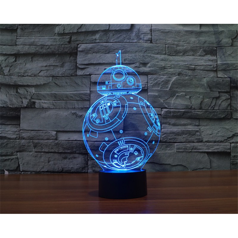 Đèn ngủ 3D bóng LED đổi màu tạo hình Robot BB-8 Star Wars
