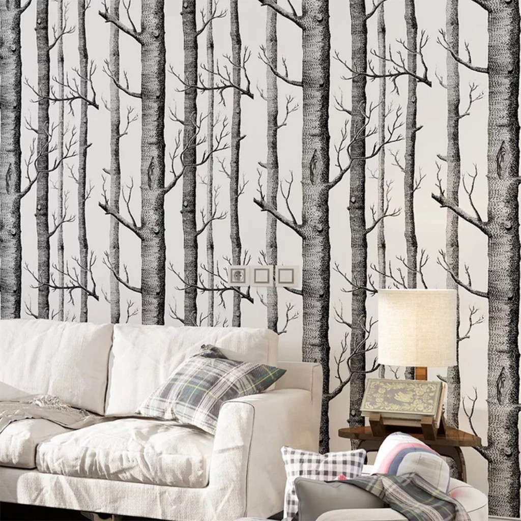 Decal giấy dán tường rừng cây khổ 45cm keo sẵn bóc dán