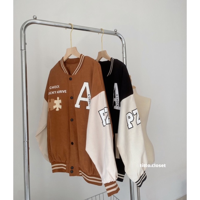 Áo Khoác Bomber Nhung Tăm Chữ A - Bomber Unisex - Titto Closet