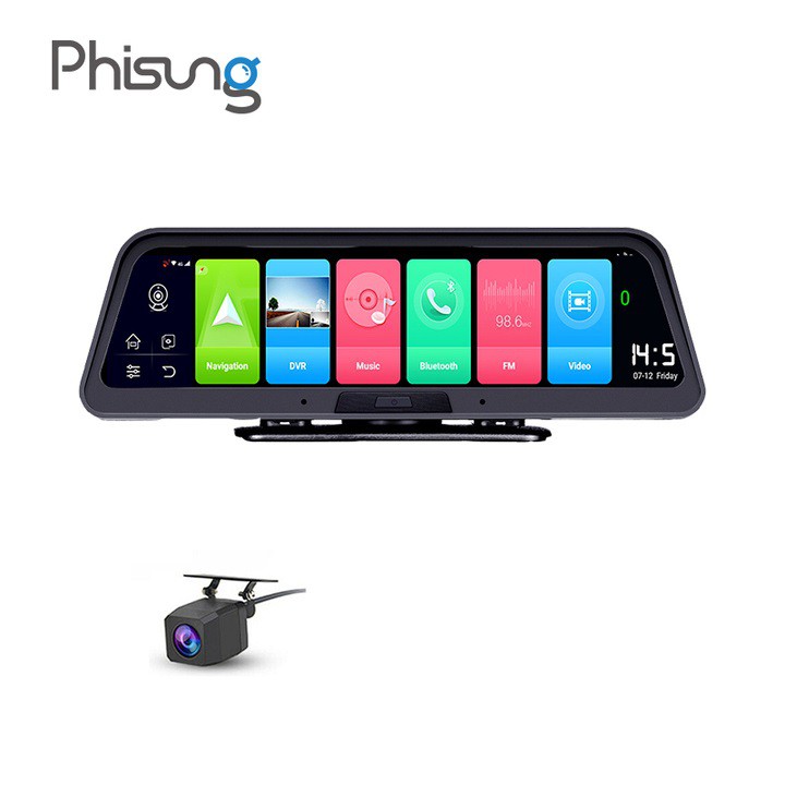 Camera hành trình đặt taplo ô tô Phisung Q98, màn hình LCD 10'' inch, Rom 32G, RAM 2GB, android 8.1, tích hợp camera sau | BigBuy360 - bigbuy360.vn