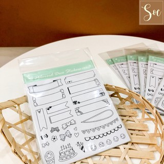 Set Sticker Tiêu đề và hoạ tiết 6 tờ/set