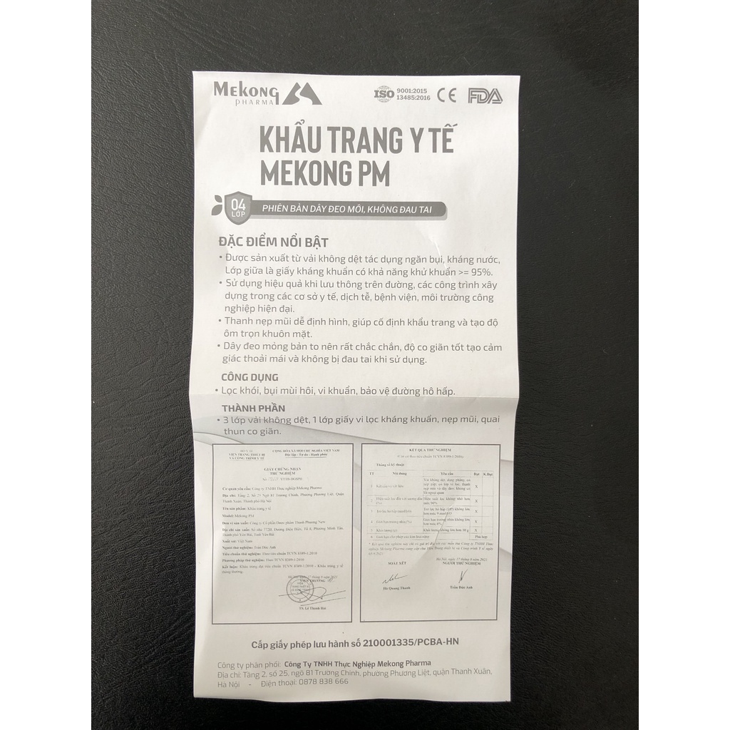 Khẩu Trang Y Tế Mekong 4 Lớp Kháng Khuẩn Dây Đeo Bản To Không Đau Tai