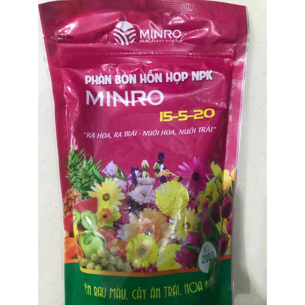 Phân bón hỗn hợp NPK MINRO 15-5-20 200g
