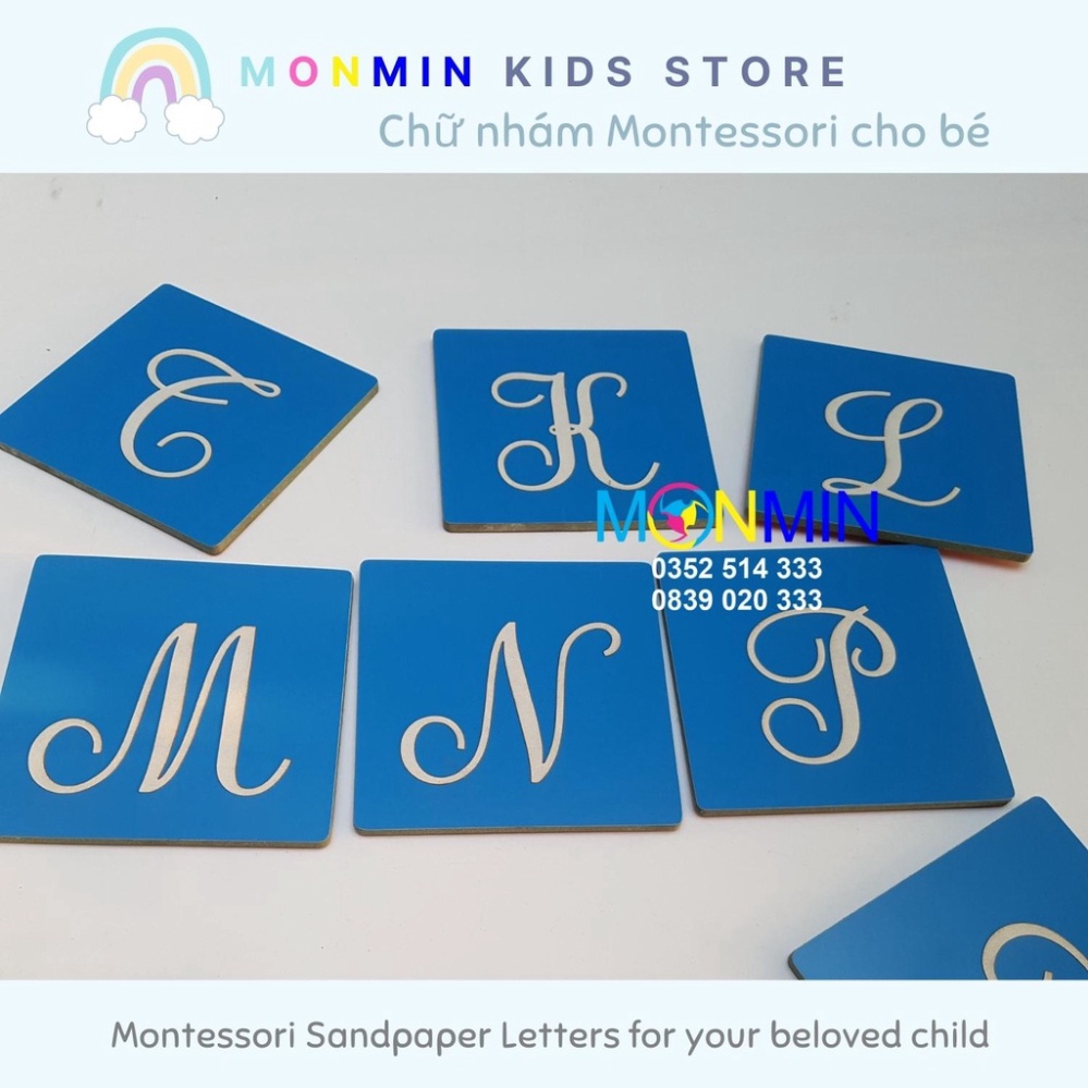 Chữ nhám Tiếng Việt - nét viết hoa - Bộ 29 chữ MONMIN (Montessori Sandpaper Letters)