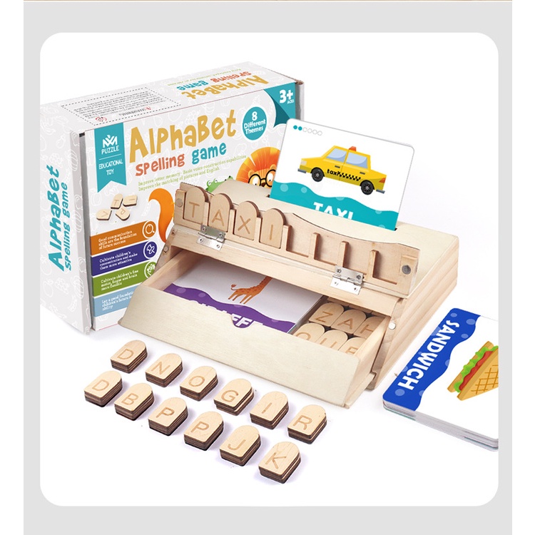 Đồ Chơi Giáo Dục Ghép Chữ Cái Tiếng Anh Alphabet - Bằng Gỗ 50 Chủ Đề