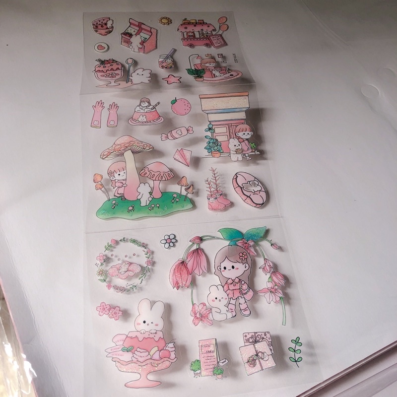 Sỉ vỉ 20 gói hình dán sticker nhựa đáng yêu