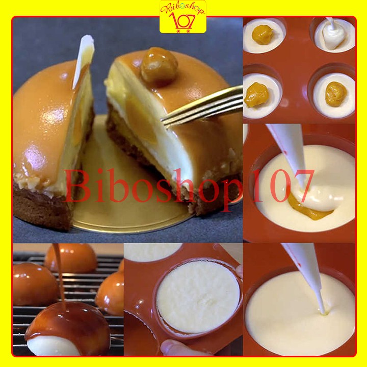 Khuôn silicon làm thạch, rau câu, socola 6 hình bán cầu