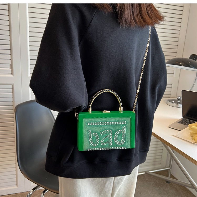 Túi Đeo Chéo Hình Vuông Cỡ Nhỏ Đính Đá Lấp Lánh Phong Cách Hàn Quốc Thời Trang Cho Nữ
