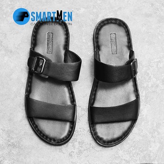 Dép Da bò thật SMARTMEN DSM-07 Đen
