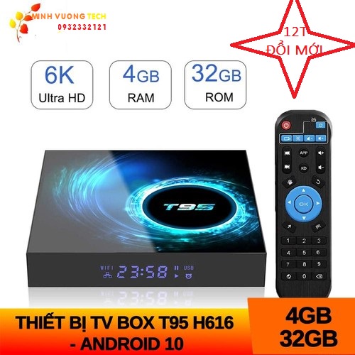 Android Tv Box T95 Ram 4G 32G ROM wifi băng tần kép tv box android10 bluetooth độ phân giải 6K bảo hành 12tháng | BigBuy360 - bigbuy360.vn