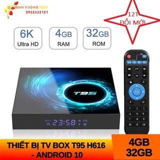 Mua Xả Hàng Tivi box T95  RAM 4GB ROM 32GB android 10 cài sẵn xem truyền hình 200 kênh miễn phí