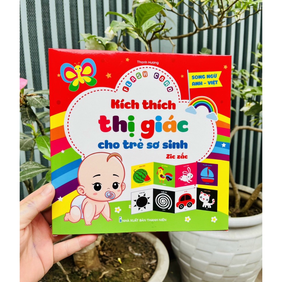 Flash Card Zic Zắc Kích Thích Thị Giác Cho Trẻ Sơ Sinh - Song ngữ Anh - Việt
