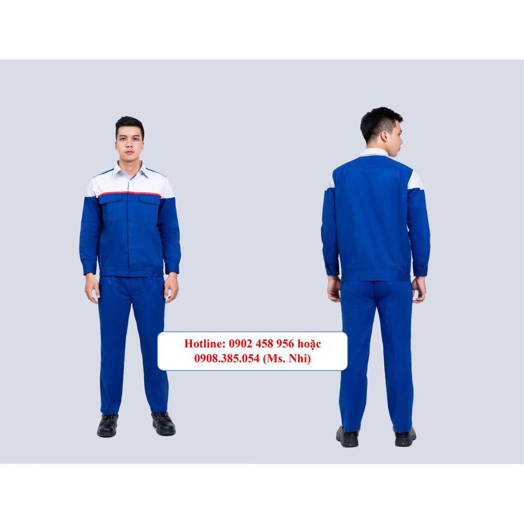 Quần Áo Bảo Hộ Lao Động Vải Kaki Thoáng Mát, Mẫu Mã Phối Màu Thời Trang- Mã DN04