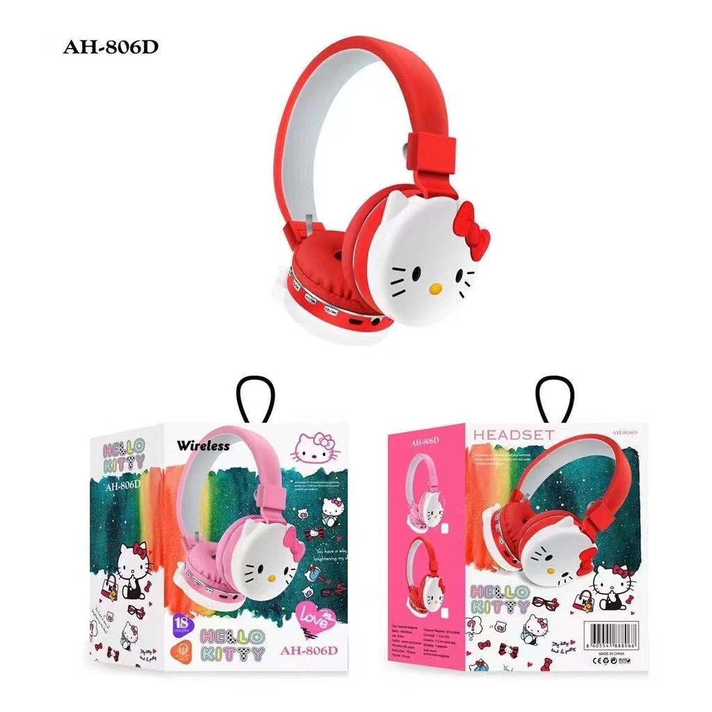 Tai Nghe Không Dây Floveme Mèo Hello Kitty AH806D, Bluetooth 5.0, Thiết Kế Kute, Kết Nối Điện Thoại, Máy Tính