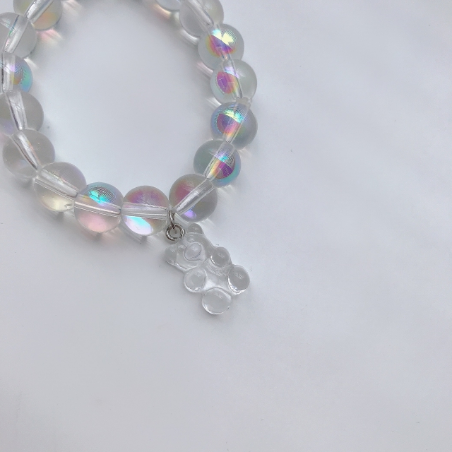 Vòng tay chuỗi hạt pha lê mặt hình gấu phong cách Hàn Quốc cho cặp đôi 22645