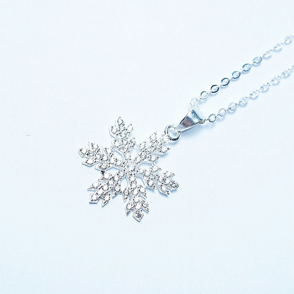 Vòng Cổ Bạc, Dây Chuyền Bạc Hoa Tuyết Lấp Lánh Nạm Đá Tấm Sang Trọng TNC JEWELLERY