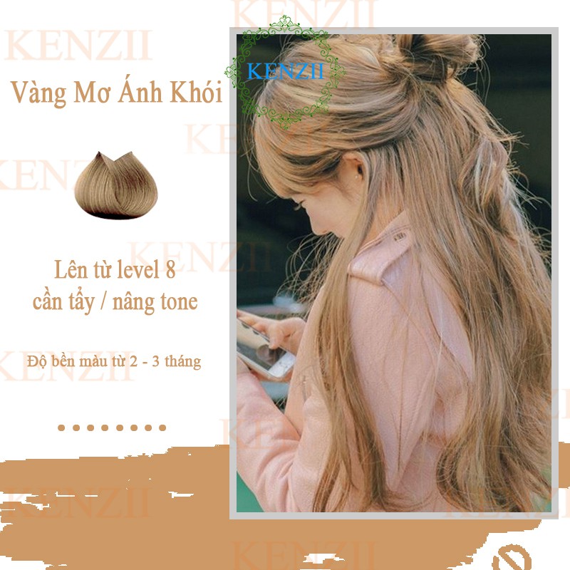 Thuốc Nhuộm Tóc Màu Vàng Mơ Ánh Khói Hàn Quốc Kenzii Lên Từ Nền vàng level 8 ( Tặng Trợ Nhuộm ) | BigBuy360 - bigbuy360.vn