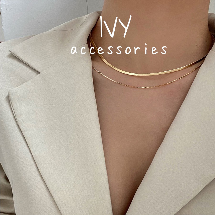 Dây chuyền nữ,vòng cổ nữ choker 2 tầng cá tính màu vàng gold Ivy.acc C1