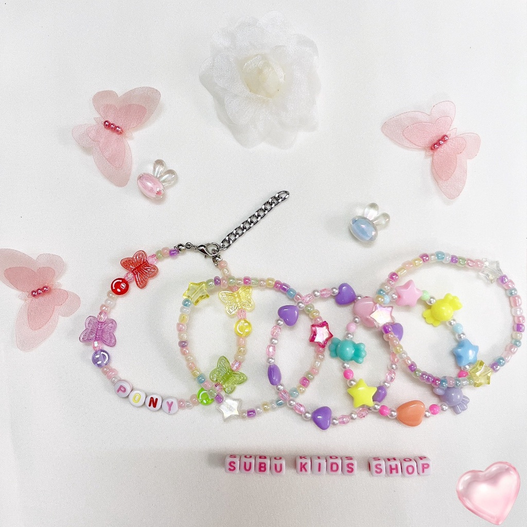 Vòng tay, lắc tay hạt cườm hanmade pastel vintage phong cách Hàn Quốc siêu dễ thương