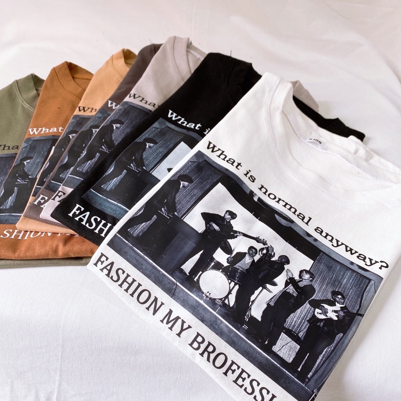 Áo phông 3158, áo thun tay lỡ form rộng chất cotton in hình ban nhạc