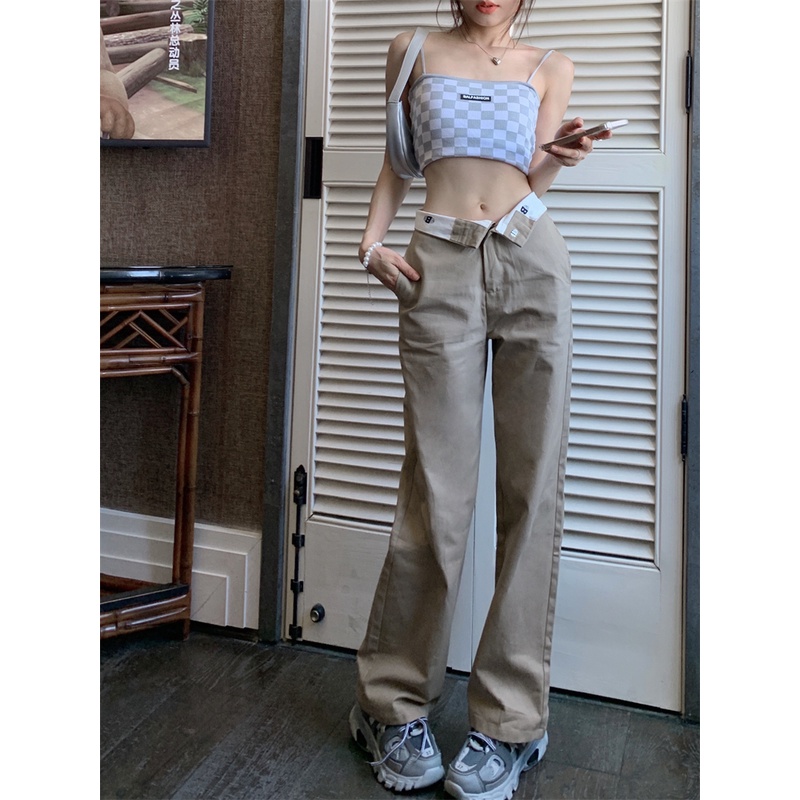 Quần Jean Nữ Lưng Cao Có Túi Màu Sắc Đơn Giản