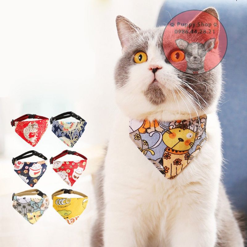 [Mới] Khăn Yếm Cổ Tam Giác Cho Chó Mèo Phong Cách Nhật Bản Mẫu Mã Đa Dạng Chất Liệu Vải Thô Dành Cho Thú Cưng Vừa Và Nhỏ