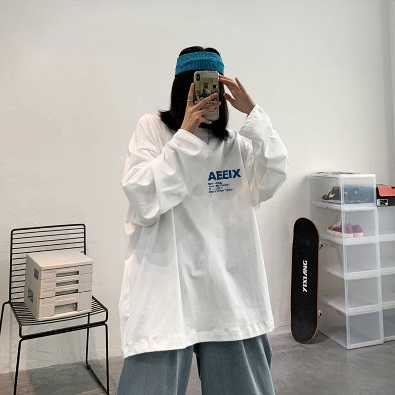 Áo Thun Cotton Tay Dài Màu Trơn Phong Cách Hàn Quốc Mới Cho Nữ