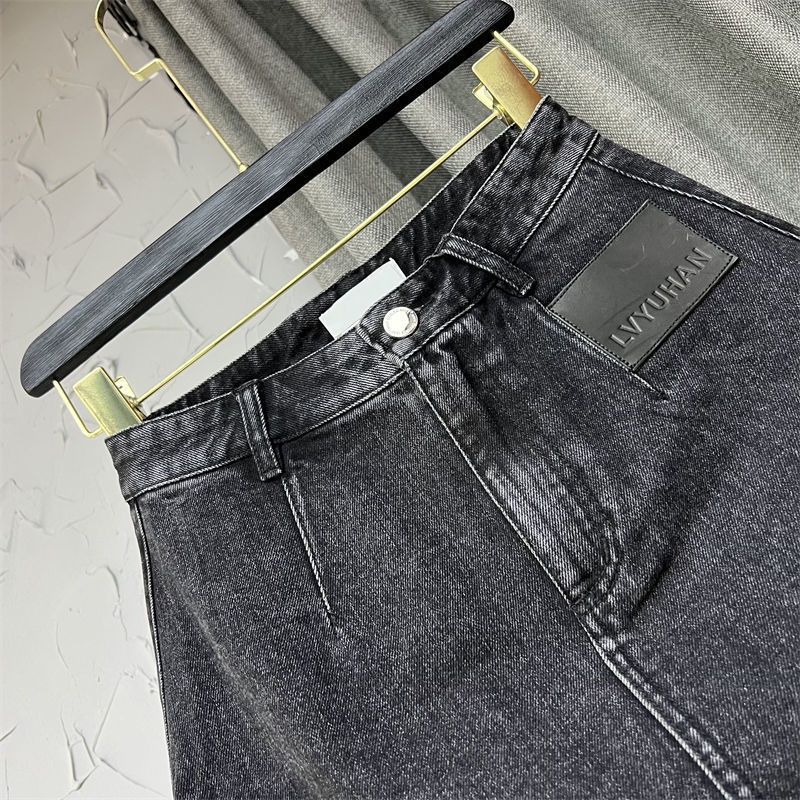 Jiashucheng Chân Váy Denim Đen Lưng Cao Cỡ Lớn Thời Trang Mùa Hè Năng Động