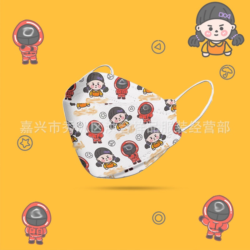 Khẩu trang KF94 hình Squid Game người lớn và trẻ em túi 10 cái