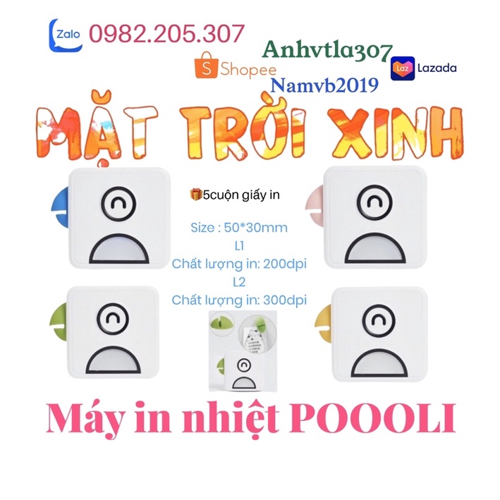 {hàng sẵn}MÁY IN NHIỆT POOOLI 🎁tặng cuộn giấy in