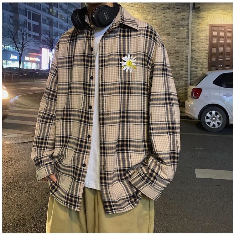 Áo Sơ Mi Caro Flannel chống nắng HOA CÚC Cặp Đôi Nam Nữ Unisex 💖FREESHIP+QUÀ TẶNG💖Khoác Sơ Mi Flannel Thời Trang