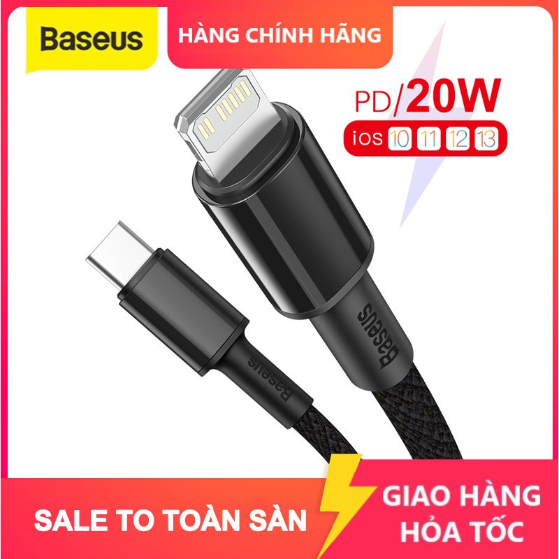 PD 20W - Củ Cáp Sạc Nhanh Baseus Cổng USB C Sang Lighting 20W / Cốc Sạc Nhanh Baseus 20W Cho Iphone 12 Hàng chính hãng